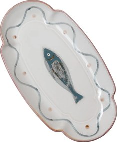 Platou oval din ceramică, albastru, 23×12 cm, "Marine"