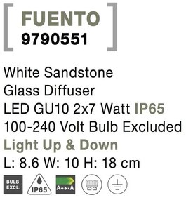 Aplica perete moderna de exterior cu iluminat ambiental IP65 FUENTO II alba