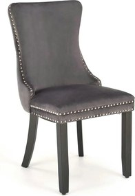 Scaun ALDA, gri/negru, stofa catifelata/lemn, 50x62x95 cm