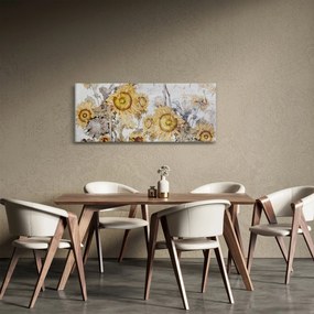 Tablou - Floarea-soarelui pe perete (120x50 cm)