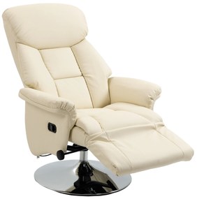 HOMCOM Fotoliu de relaxare reclinabil și pivotant, cu picioare reglabile, capacitate 150 kg, ideal pentru salon sau dormitor, crem | Aosom Romania
