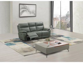 Canapea cu Recliner Electric Klause, 201x93x101 CM, Piele Naturala, Grey-Blue