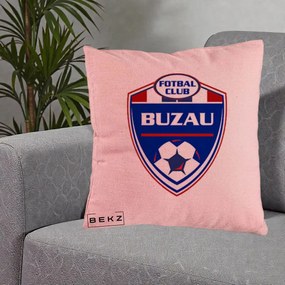 Perna Personalizata FC Buzau Fotbal, 40x40 cm, Roz, Husa Detasabila, Perna Inclusa, BEKZ®