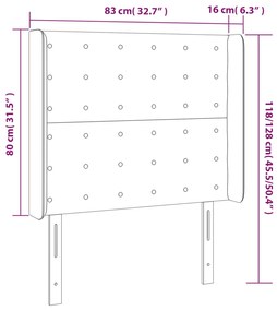 Tablie de pat cu LED, maro inchis, 83x16x118 128 cm, textil 1, Maro inchis, 83 x 16 x 118 128 cm