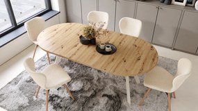 Mazzoni ALDO Stejar Artisan/picioare bej - MASĂ ROTUNDĂ STIL LOFT PENTRU SALON/SUFRAGERIE EXTENSIBILĂ CU PICIOARE ÎN FORMĂ DE "Y"