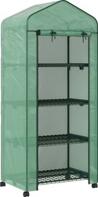 Outsunny Seră Portabilă, Seră pentru Flori și Plante pentru Exterior cu 4 Rafturi, Prelată PE, Verde | Aosom Romania