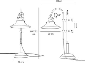 Lampa de masa stil industrial din alama personalizabila Alice