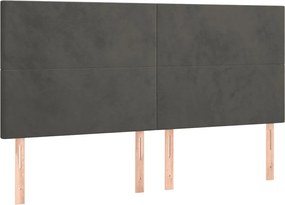 vidaXL Tăblie de pat gri închis 160x5x118/128 cm catifea