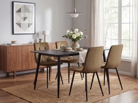 Masa de dining RION 130x70 cm cu blat ceramic, marmura neagra