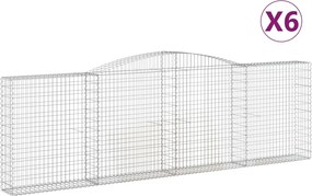 vidaXL Coșuri gabion arcuite 6 buc. 400x30x120/140 cm fier galvanizat