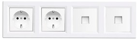 Priză Nova IV cu două prize împământate cu doi conectori UTP cu cadru alb