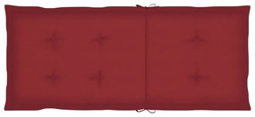 Balansoar cu perne, gri, lemn masiv de acacia 1, Bordo, 120 x 50 x 4 cm