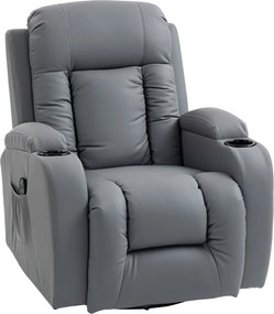 HOMCOM Fotoliu de masaj cu funcție de balansare, culcare și încălzire, 3 moduri, rotativ, gri deschis | Aosom Romania