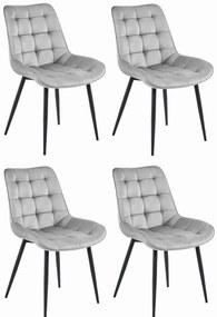 Set Scaune 4 Bucatarie/Dining Joy Gri Deschis Catifea