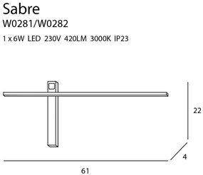 Aplica perete Sabre Alb -W0282