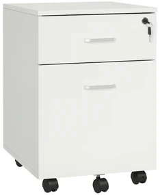 Vinsetto Dulap cu sertare, cu 2 Sertare și 5 Roti, Fiset Birou cu Încuietoare, Design Modern, Culoare Lemn | Aosom Romania