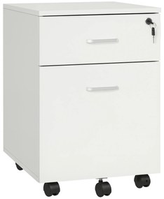 Vinsetto Fiset Compact din PAL cu 2 Sertare și 5 Roti, Dulap de Birou cu Încuietoare, Design Modern, Culoare Lemn | Aosom Romania