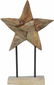 vidaXL Steaua de Crăciun Maro 31 x 15 x 46 cm Lemn solid de tec