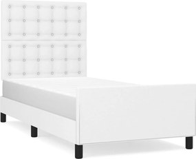 vidaXL Cadru de pat cu tăblie, alb, 100x200 cm, piele ecologică
