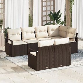 vidaXL Set de canapele pentru grădină 7 pcs Maro Rattan poli