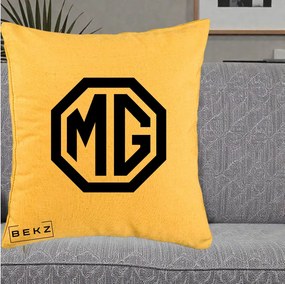 Perna Personalizata cu emblema MG, 40x40 cm, Galben, Husa Detasabila, Perna Inclusa, BEKZ®