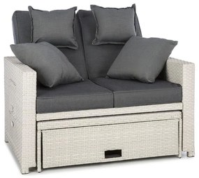 Zona de confort Rattan canapea pentru camera de zi, cu două locuri, din răchită 121x86x99cm 10cm, plianta siextensibila, alba