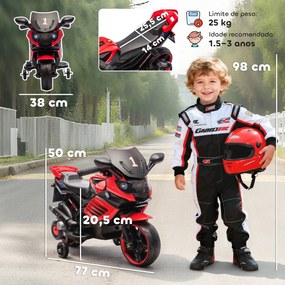AIYAPLAY Motocicletă Electrică pentru Copii 18-36 luni, 6V, cu Roți Detașabile, Faruri și Melodii, Roșu | Aosom Romania