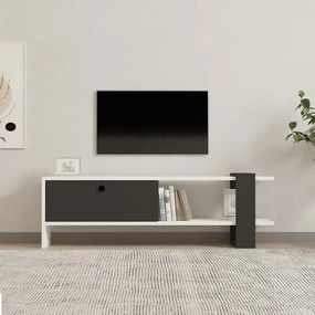 Comoda TV, Funda, alb si antracit, 120 cm