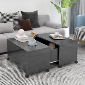 806875 vidaXL Măsuță de cafea, gri extralucios, 75x75x38 cm, PAL