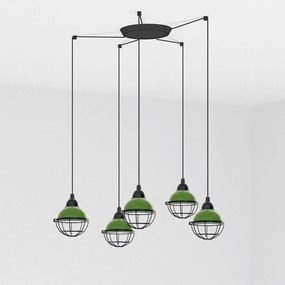 Lustra cu 5 Pendule design industrial Claire verde