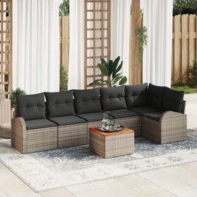 vidaXL Set de canapele pentru grădină 7 pcs Gri Rattan poli