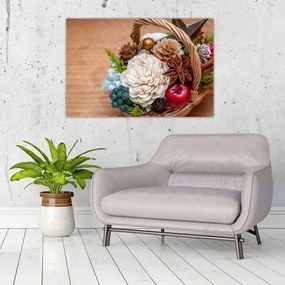 Tablou cu coș din nuiele (90x60 cm)