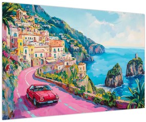 Tablou - Drum roz pe coastă (90x60 cm)