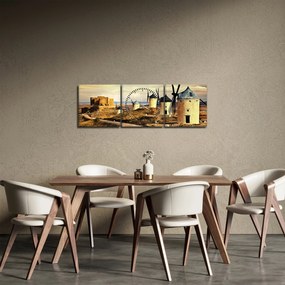 Tablou - Morile de vânt (cu ceas) (90x30 cm)