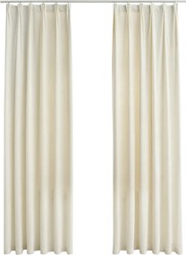 vidaXL Draperii opace, 2 buc., crem, 140x245 cm, catifea, cu cârlige