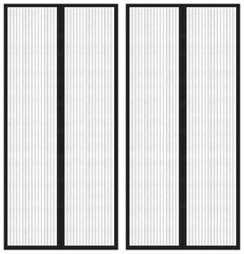 vidaXL Perdea de ușă anti-insecte cu magnet, 2 buc., negru, 210x90 cm