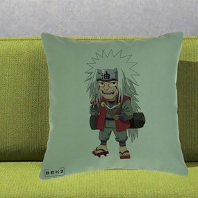 Perna Personalizata Naruto Jiraiya Sensei Chibi, 40x40 cm, Verde, Husa Detasabila, Perna Inclusa, BEKZ®