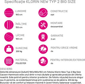 Scaun suspendabil balansoar, gri maro TAUPE, KLORIN NEW TYP 2 BIG SIZE
