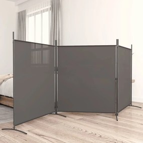 350280 vidaXL Paravan de cameră cu 3 panouri, antracit, 525x180 cm, textil