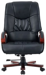 RESIGILAT- Scaun directorial din lemn masiv, piele PU Premium, Negru/Maro