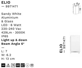 Aplica LED exterior iluminat sus si jos IP65 ELIO alb