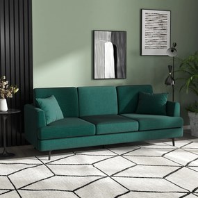 HOMCOM Canapea cu 3 locuri pentru living, canapea din material textil cu 2 perne, verde | Aosom Romania