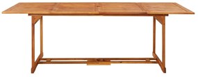 Set de masa pentru gradina, 11 piese, lemn masiv de acacia Maro, Lungime masa 220 cm, Fara cotiera, 11