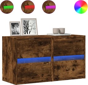 vidaXL Comodă TV de perete cu LED, 2 buc. stejar fumuriu, 41x31x45 cm