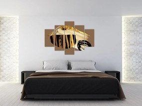Tablou - Abstracție maro auriu N⁰2 (150x105 cm)