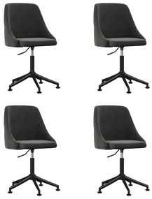 3085262 vidaXL Scaune de bucătărie, 4 buc., gri închis, catifea