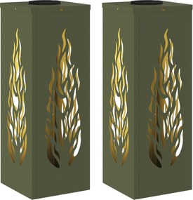 vidaXL Lumină LED Solară pentru Alei 2 pcs Verde măsliniu