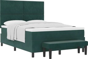 vidaXL Pat cu arcuri cu saltea Verde închis 140 x 190 cm Catifea