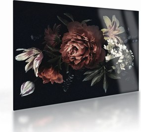 Tablou pe sticlă - Flori întunecate (70x50 cm)
