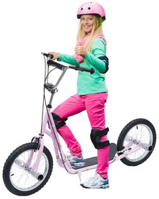 HOMCOM Trotinetă patinete Mari Roți pneumatice Ø 41 cm cu pegs Roz | Aosom Romania